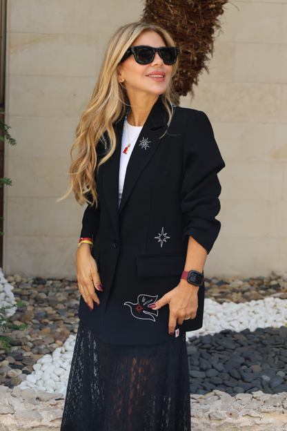 Black Embroidered Blazer