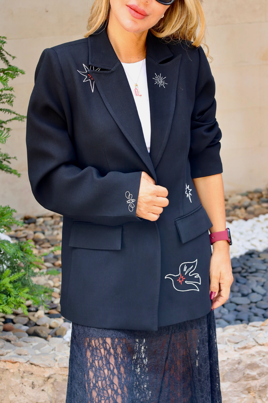 Black Embroidered Blazer